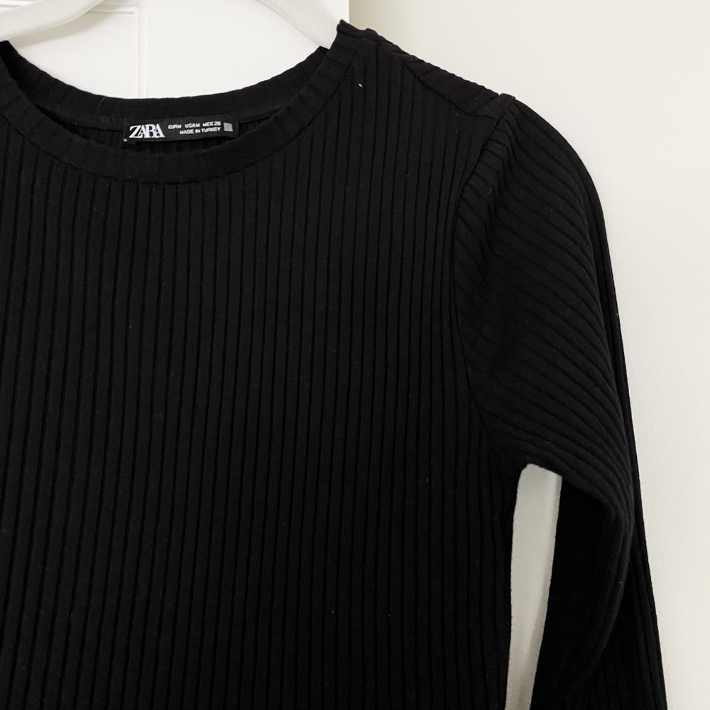 Zara Long Sleeve Ribbed Cropped Top
